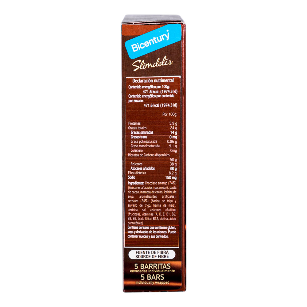 BARRA DE CEREAL BICENTURY CON CHOCOLATE NEGRO 100G - Imagen 3