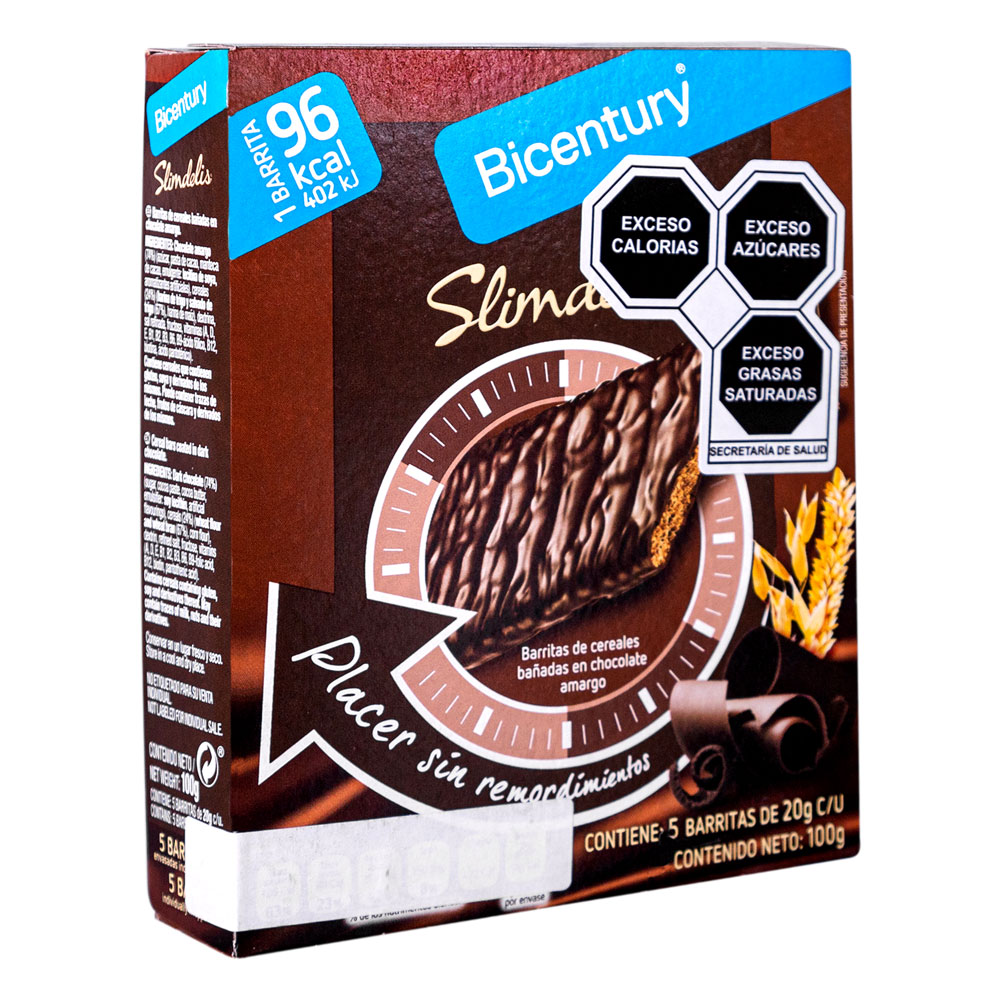 BARRA DE CEREAL BICENTURY CON CHOCOLATE NEGRO 100G - Imagen 2