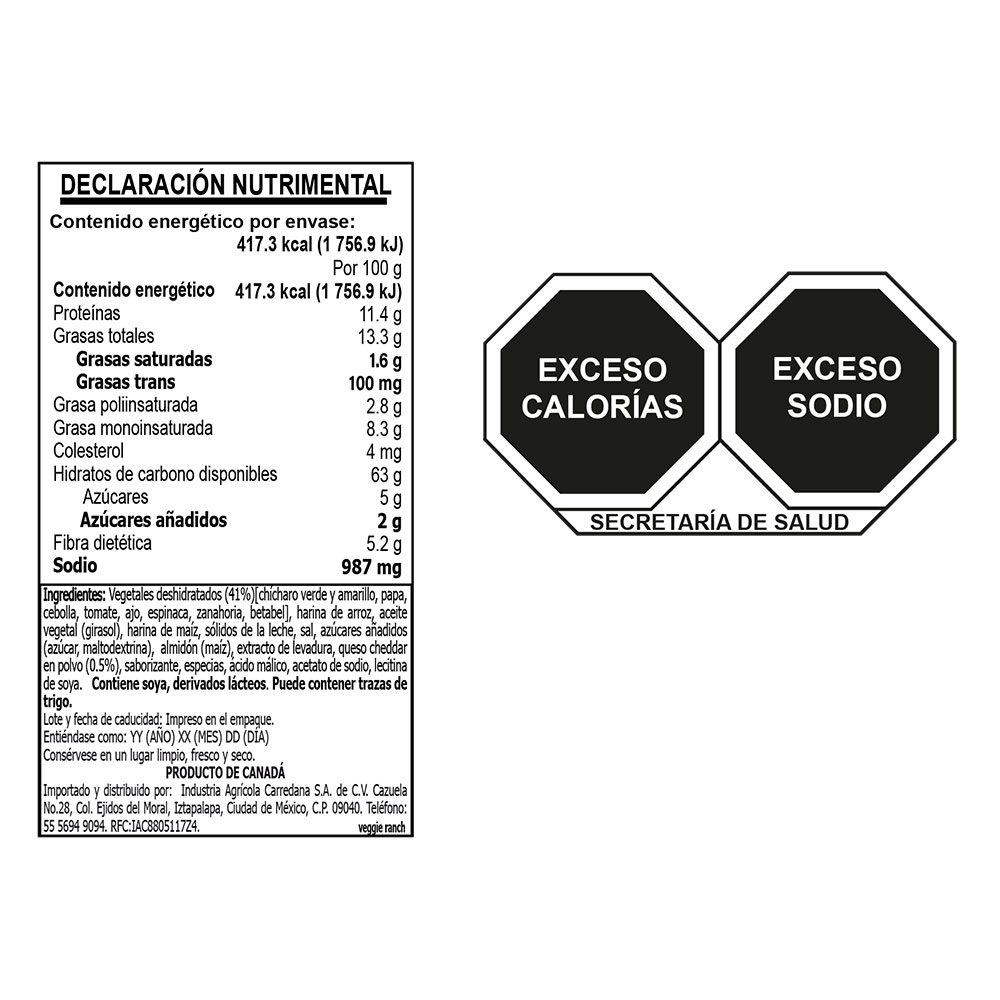 DARE VEGGIE CRISPS VEGETALES CON RANCH PICANTE 100g - Imagen 5